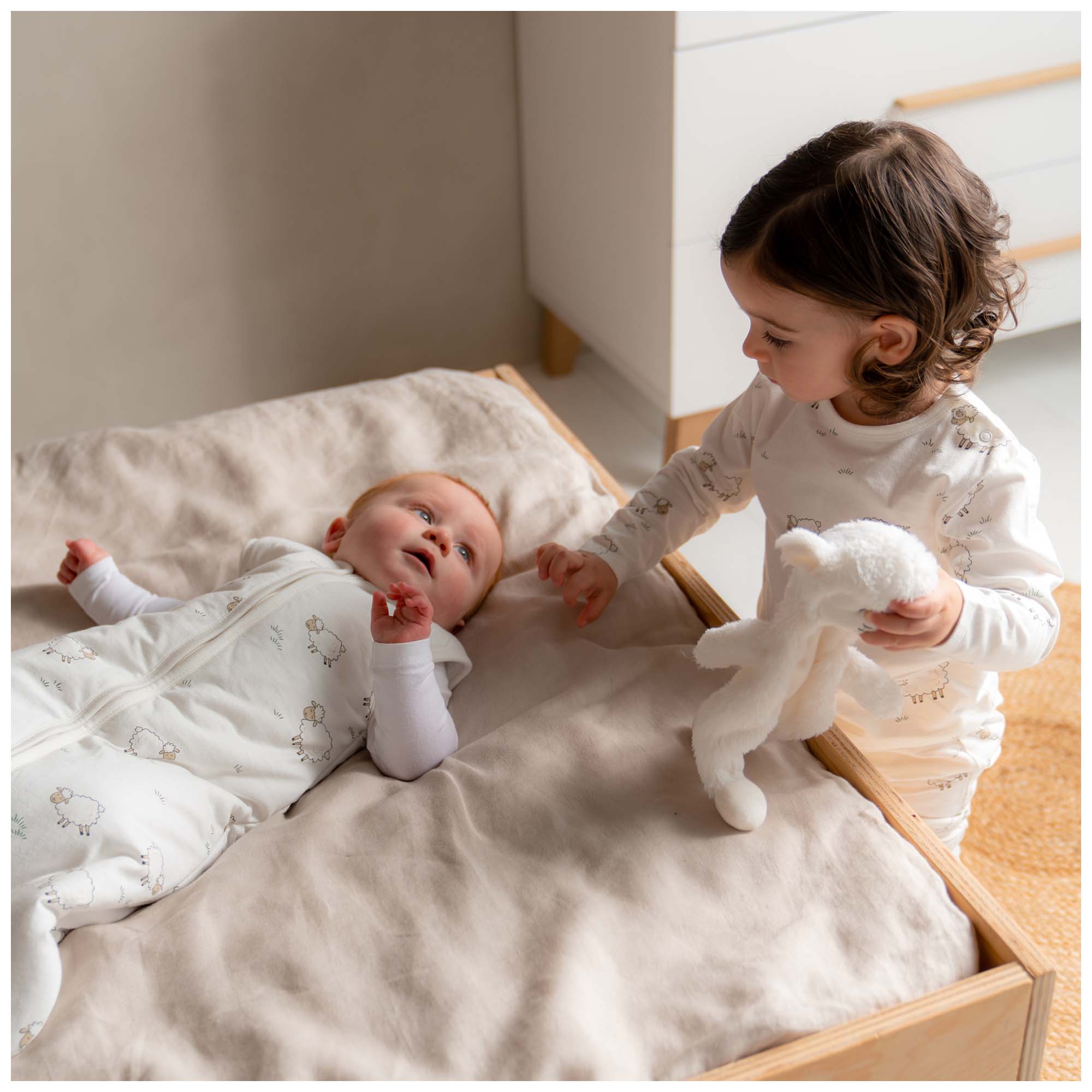 Prénatal slaapzak Schapen wit