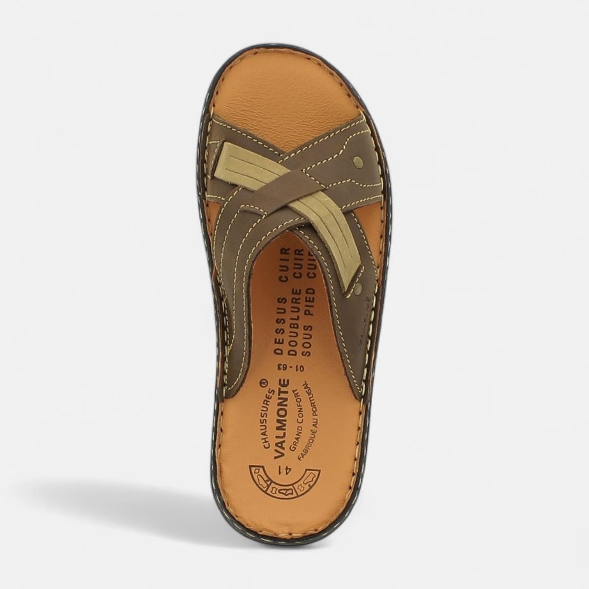 Nu-pieds Homme en cuir marron