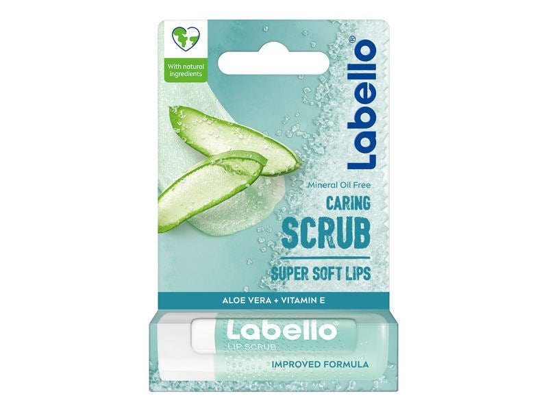 LABELLO Caring Lip Scrub Aloe Vera 4.8 g Lippenpomade mit Scrub-Partikeln für sanft weiche Lippen