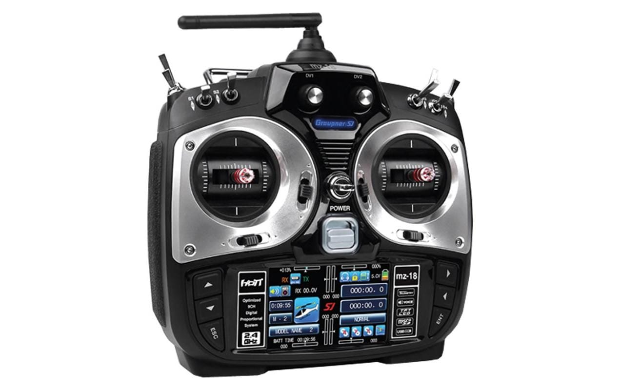 Fernsteuerung mz-18 9-Kanal HOTT<br>9-Kanal Sender mit Telemetrie für Flugzeuge und Helikopter