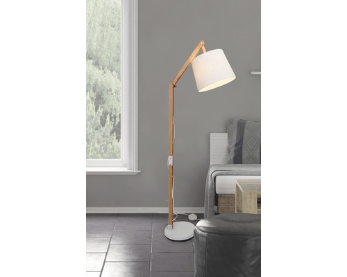 Carlyn 1-lichts staande lamp, Ø 30 cm, grenen/wit