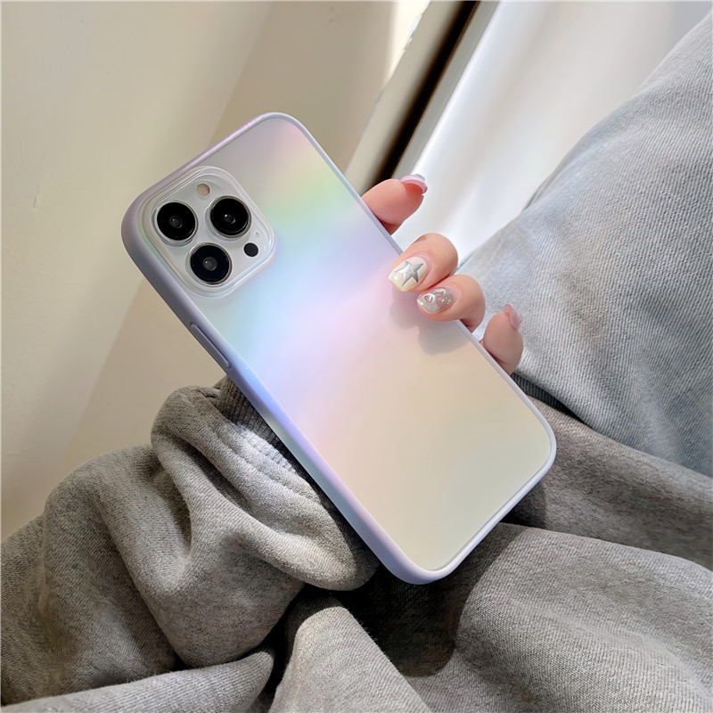 iPhone 15 Hardcase Hülle mit Laser Hologramm Design - Transparent