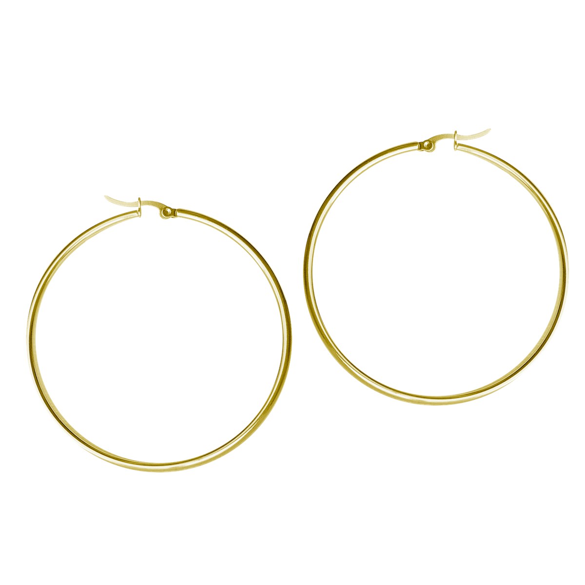 Boucles d'oreilles créoles acier doré jaune 7cm