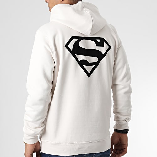 Sweat Capuche Logo Velvet Back Beige Noir