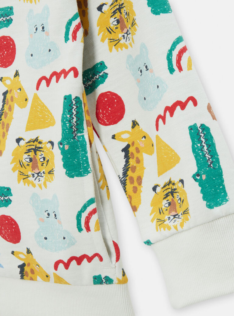 Gilet écru zippé imprimé animalier pour garçon