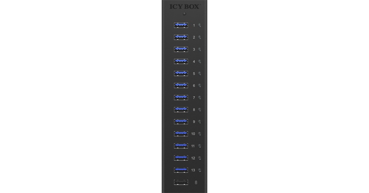 ICY BOXIB-AC6113 usb-hub  (Zwart, 13x USB 3.0, 1x USB oplaadpoort)