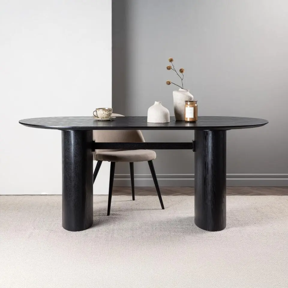 Eettafel Zwart Hout - 180x90x75cm - Isolde