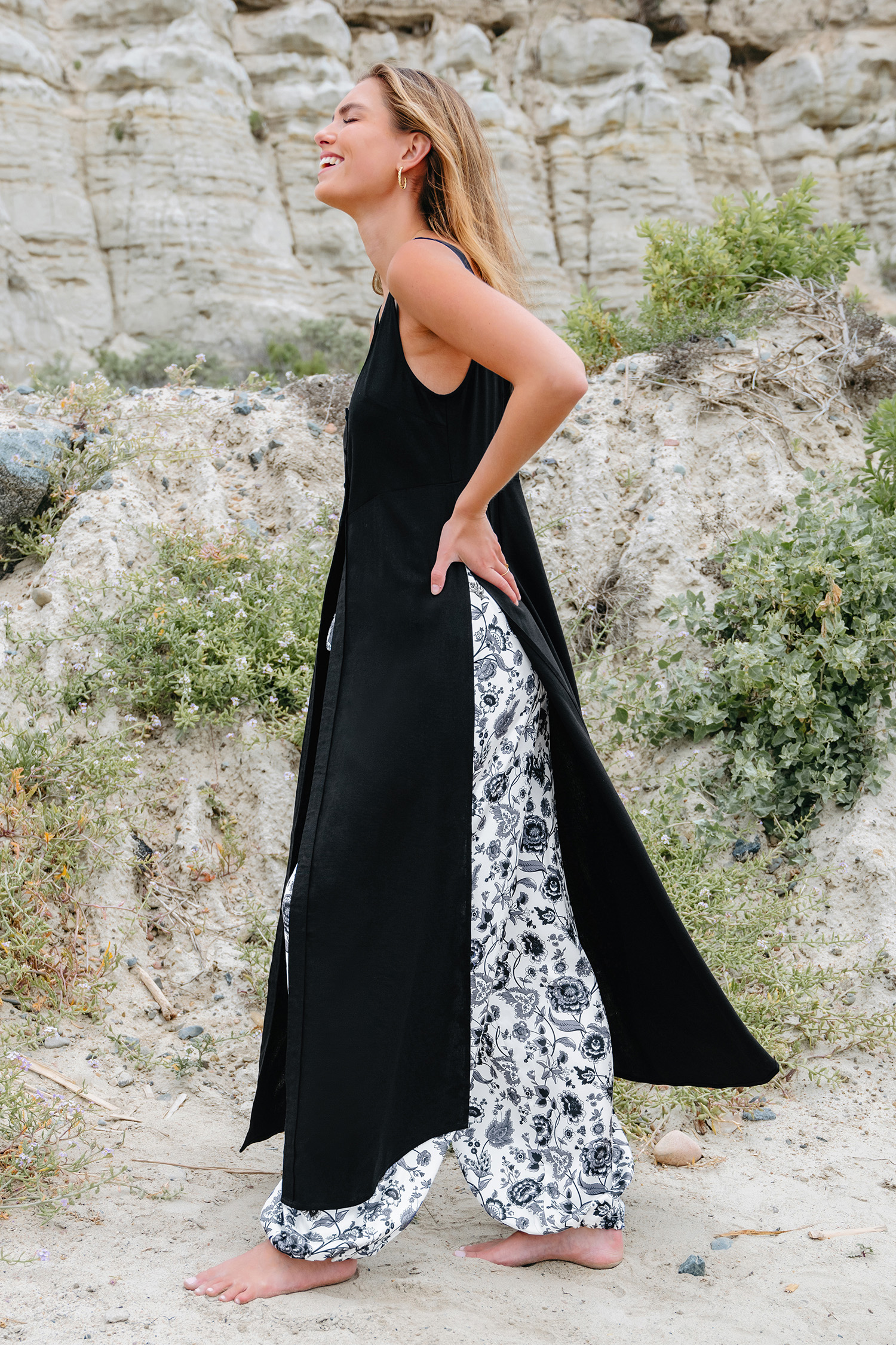 Robe cover up à boutons en coton