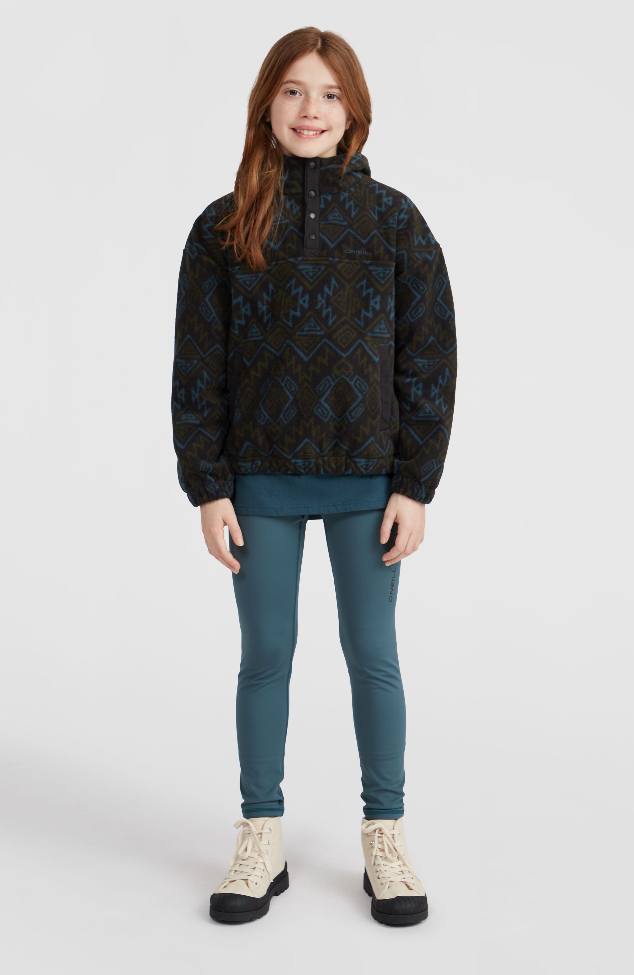 Superfleece hoodie met halve rits
