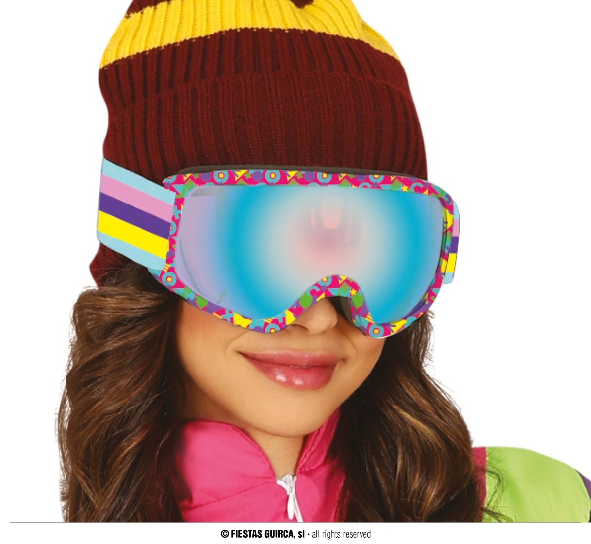 Neon 80S Skibril Blauw Paars
