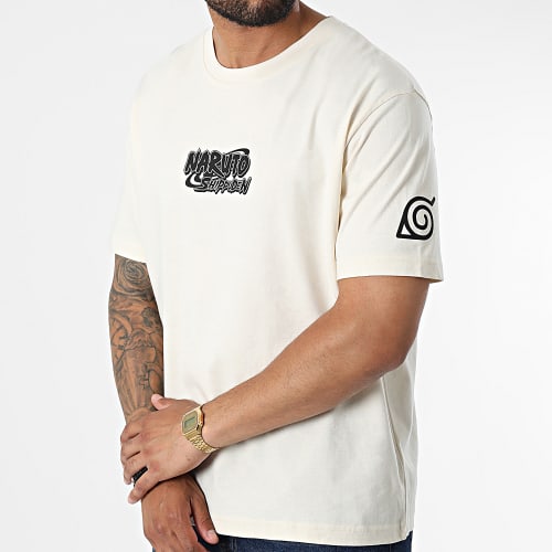 Tee Shirt Oversize Large Logo Beige Chiné Noir