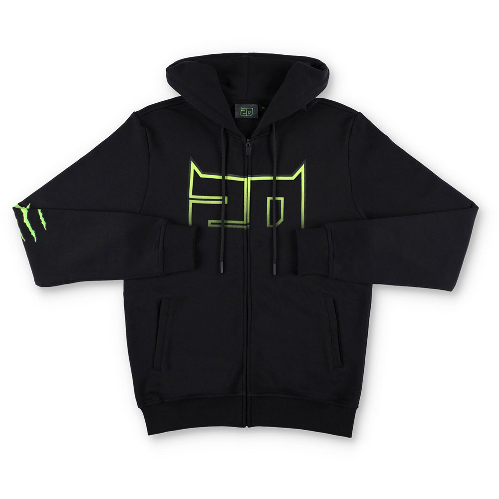 Fabio Quartararo - Sweat zippé à capuche Monster 20 Noir / Vert