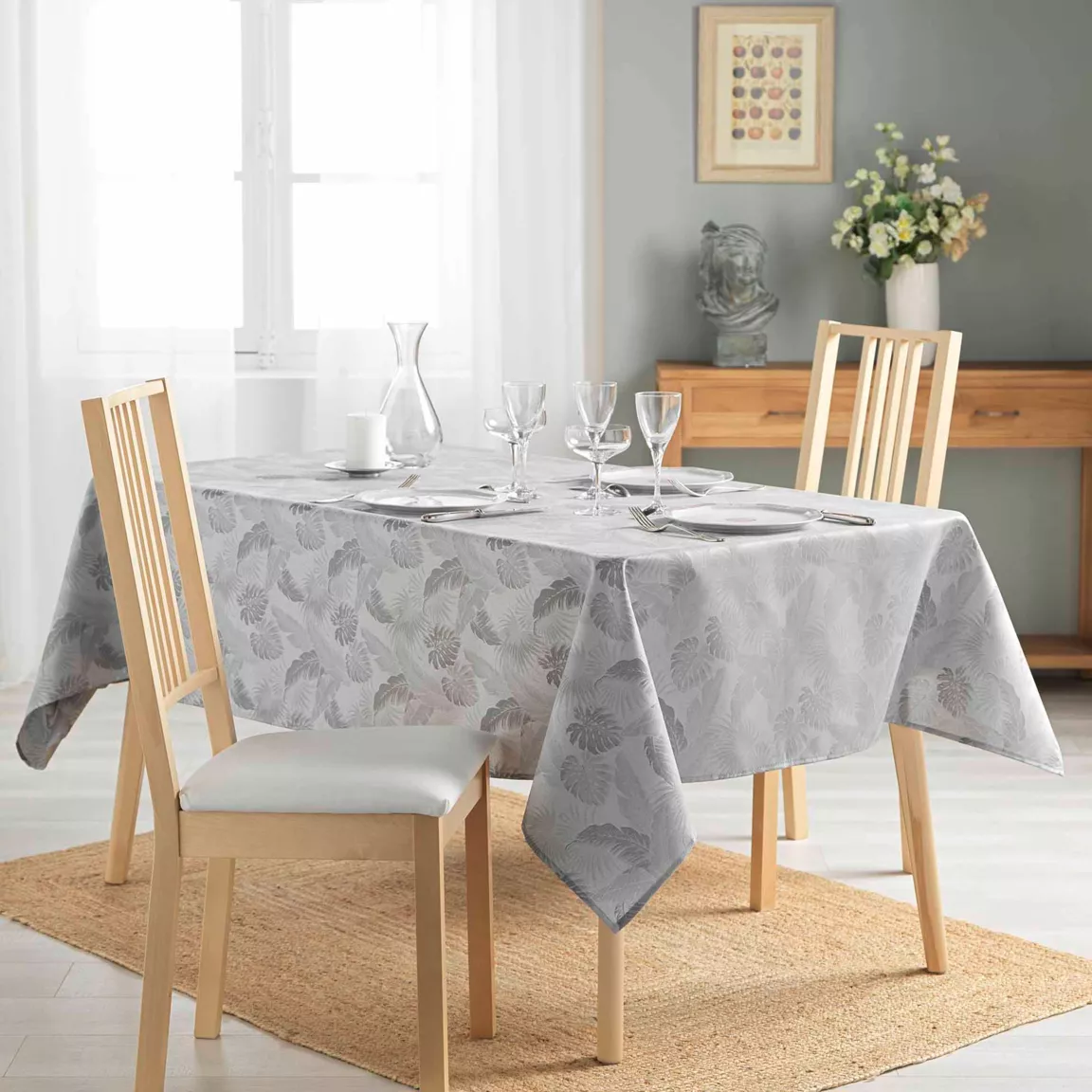 Nappe rectangulaire enduite (140 x 250 cm) Enola Grise