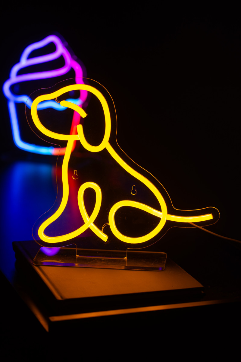 Neon Light Sitting Dog