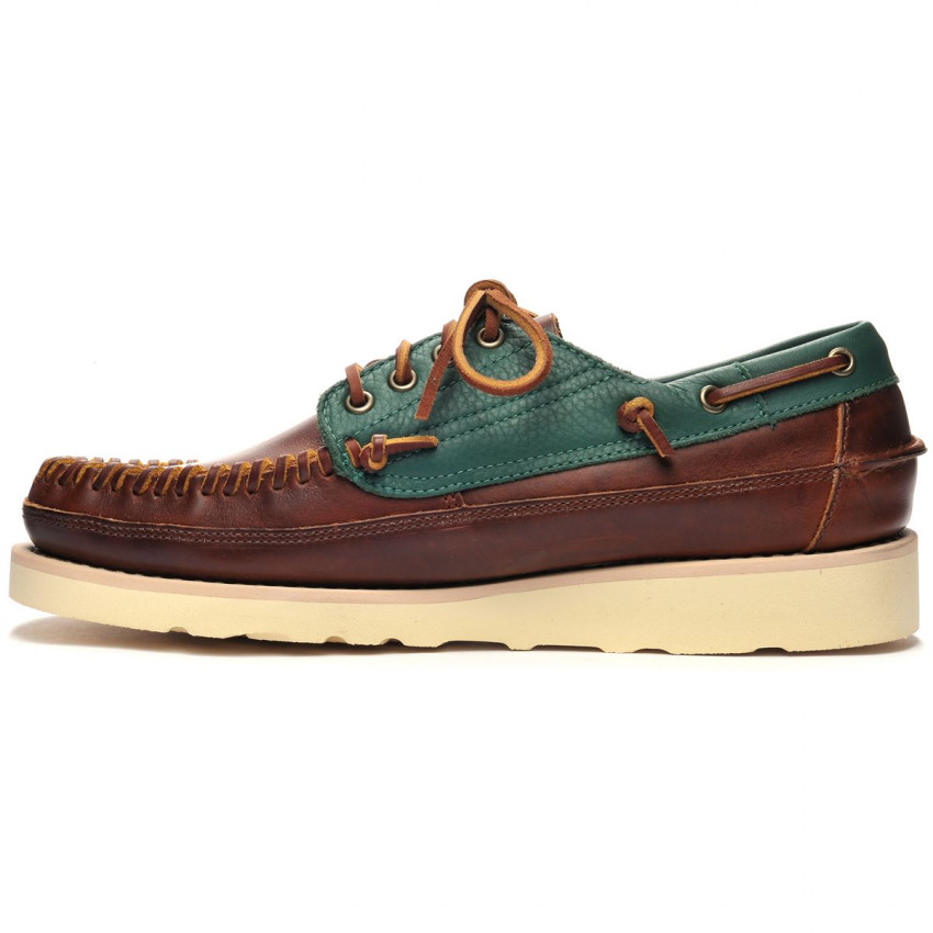 SENECA BROWN GREEN PINE-Mocassin bicolore en cuir pour homme