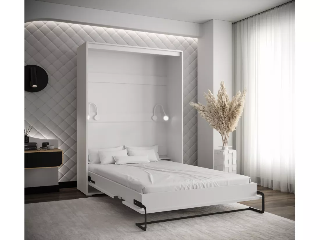 Lit escamotable home verticale 140x200 (blanc+blanc)
