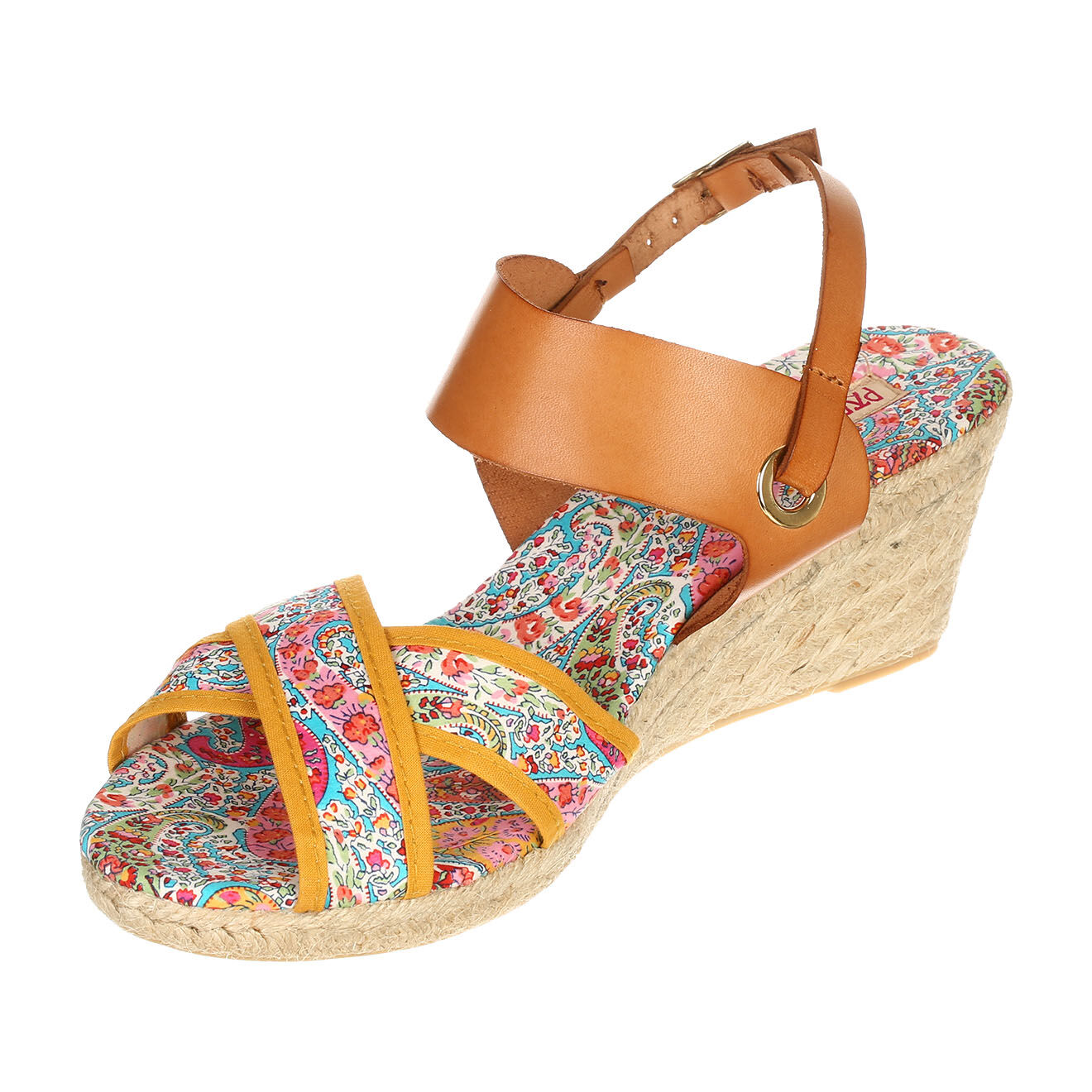 Pare Gabia Sandales compensées en Toile & Cuir Talma multicolore Talon 7cm