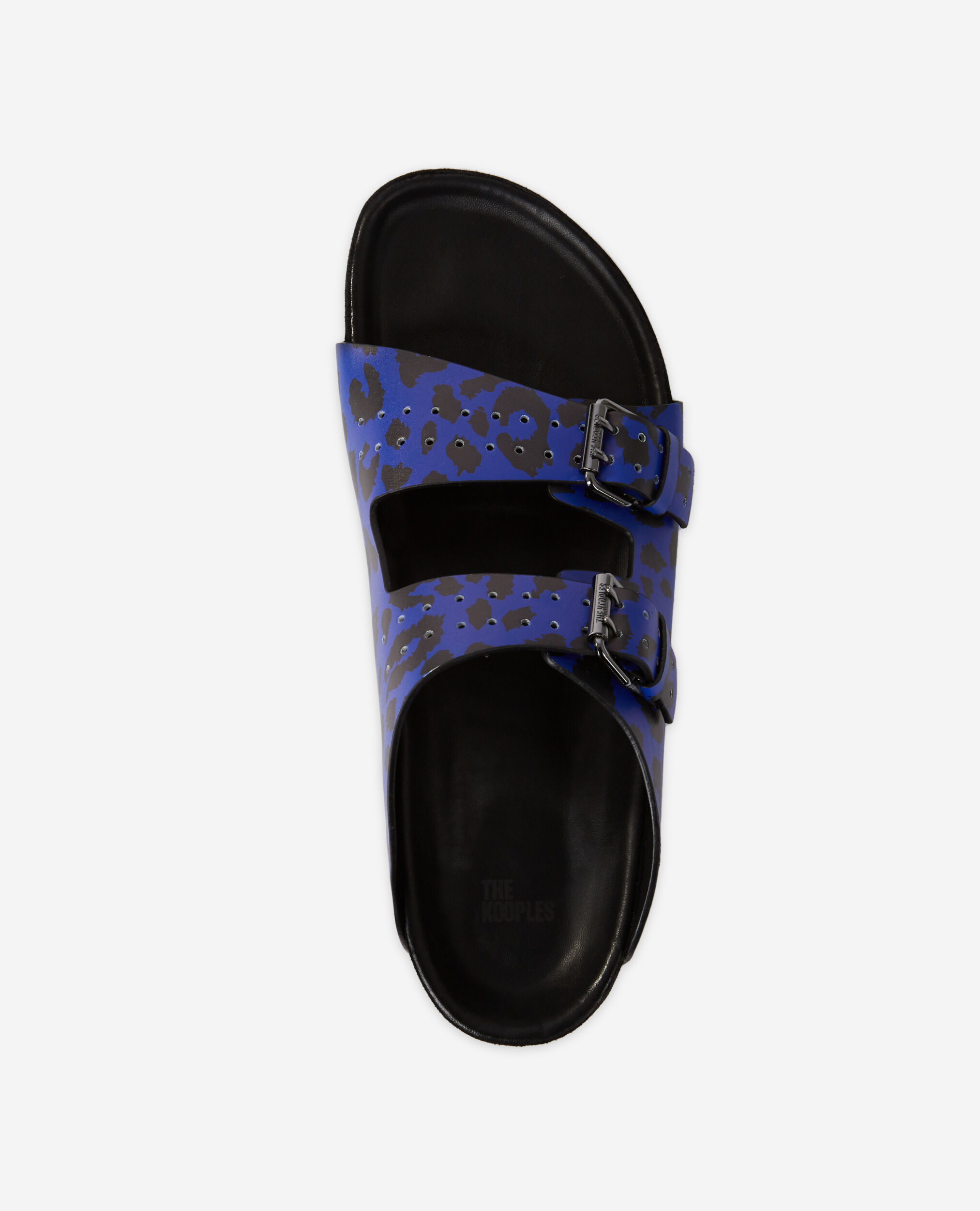 Sandales en cuir léopard bleues