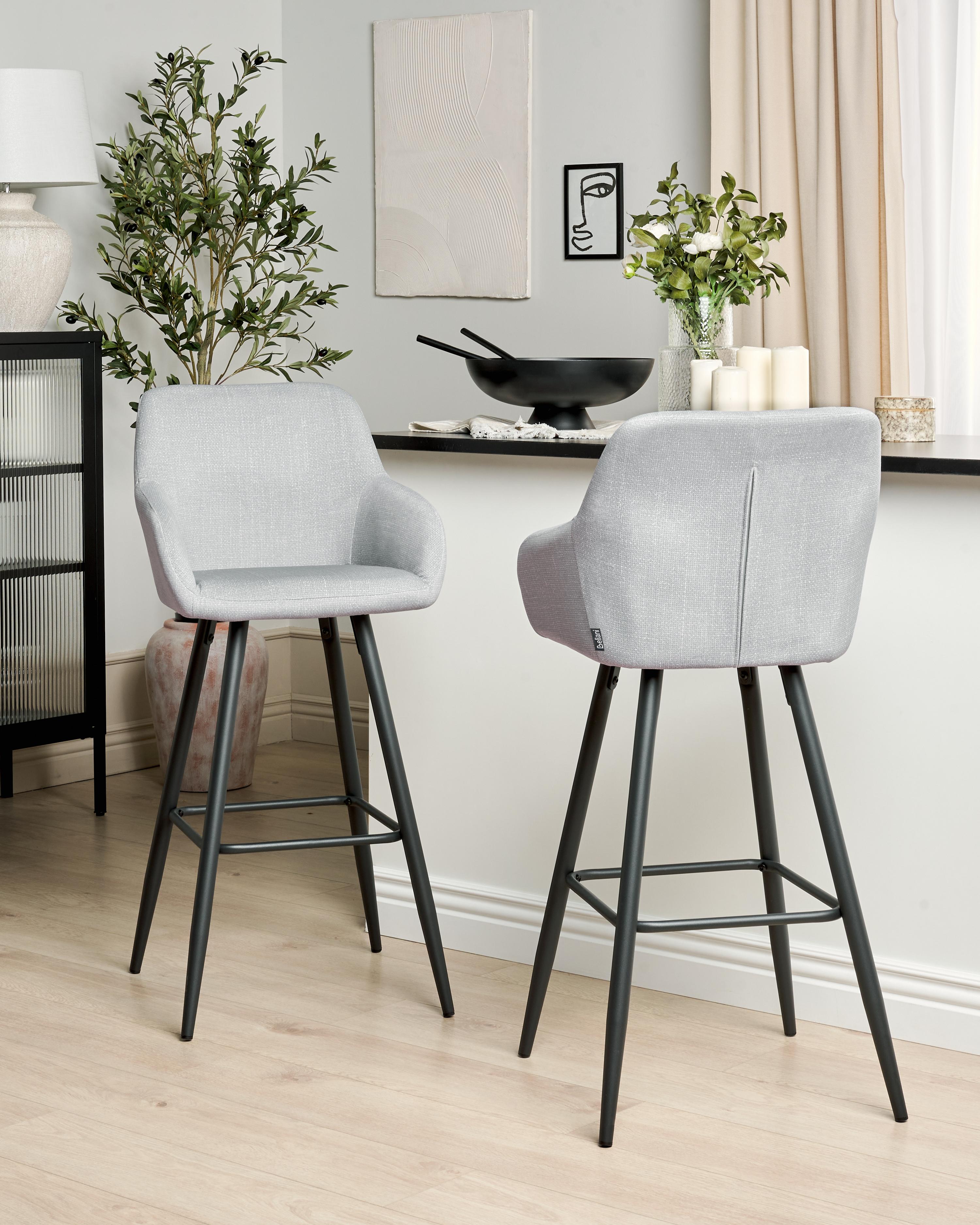 Set van 2 barstoelen CASMALIA Fluweel Lichtgrijs