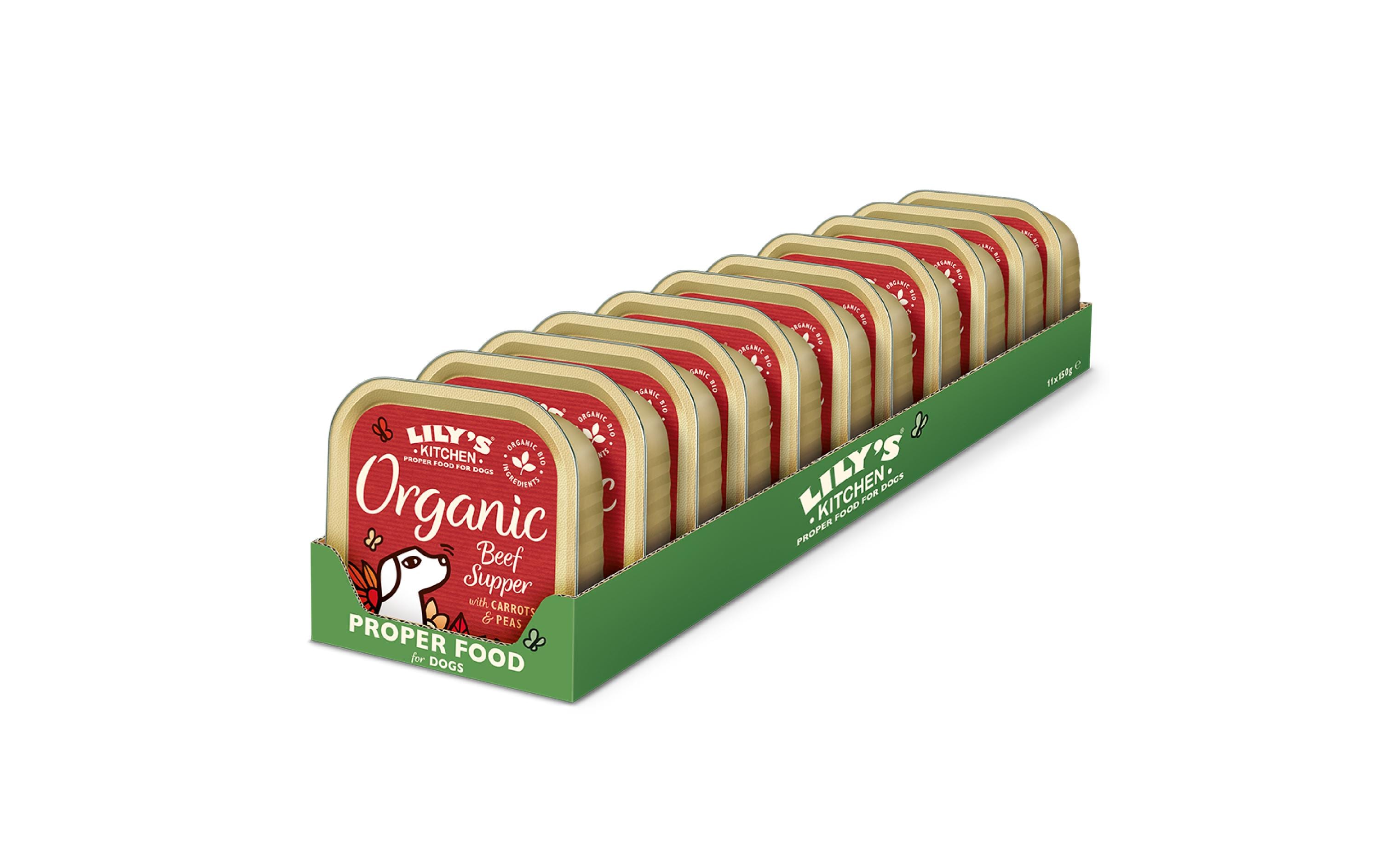 Nassfutter Bio Rind, 11 x 150 gAlleinfuttermittel für Welpen ab 4 Monaten und ausgewachsene Hunde