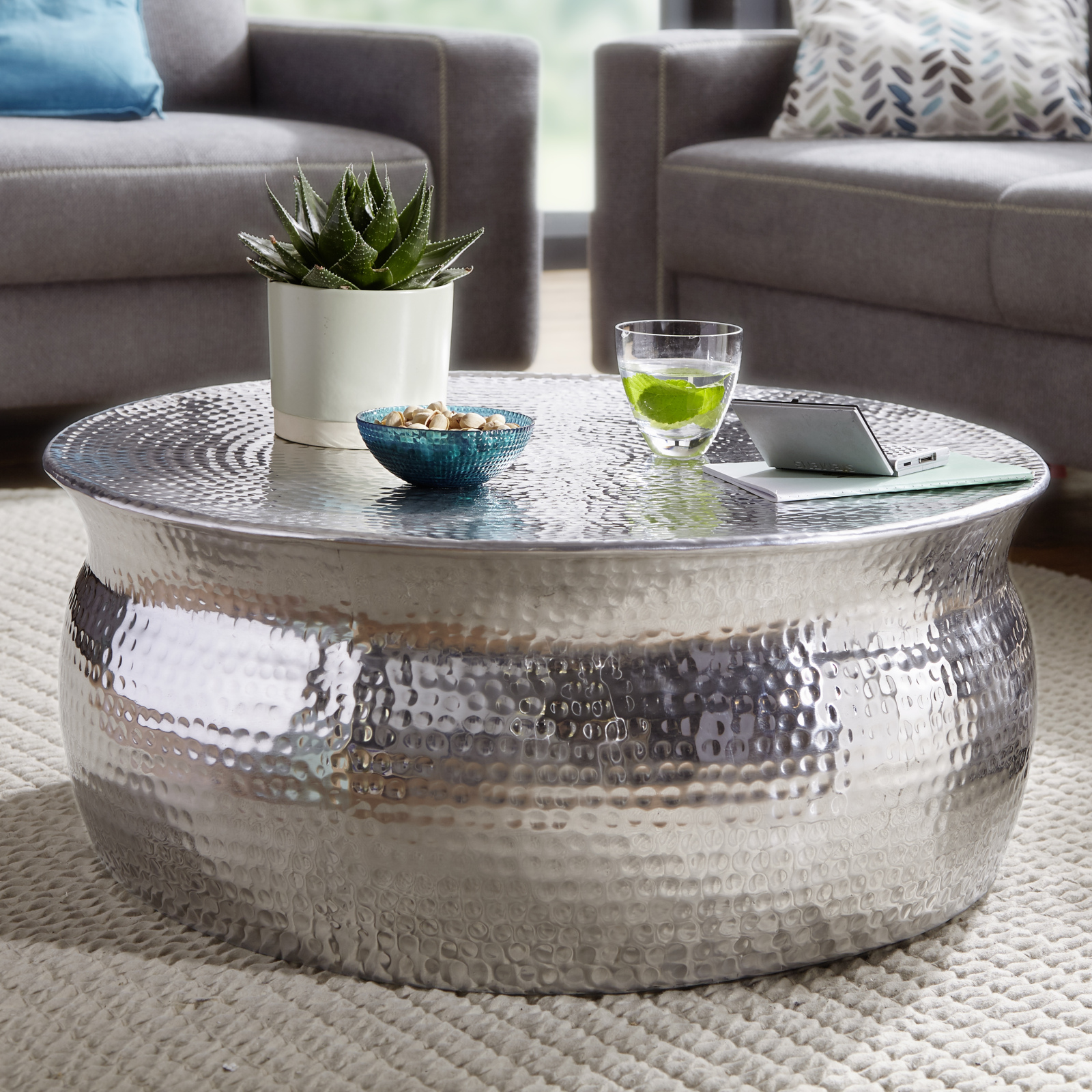 Couchtisch - silber - Aluminium