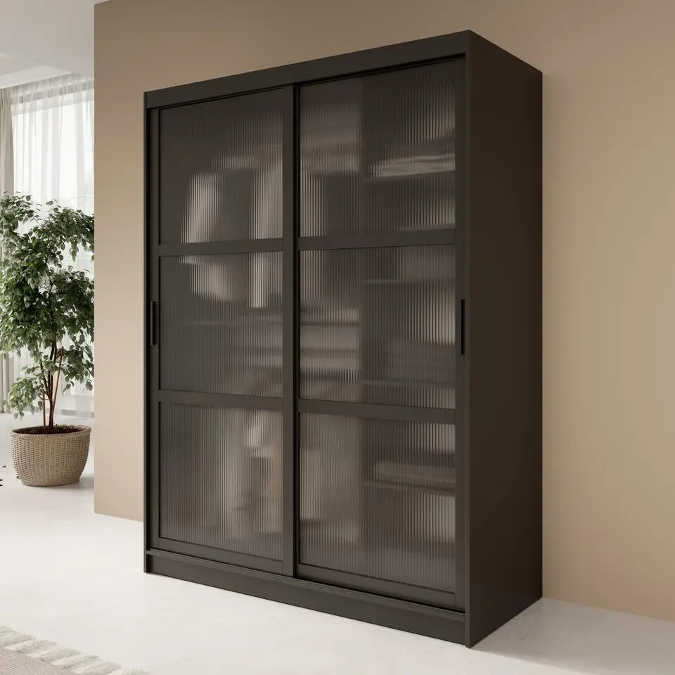Meubella - Kledingkast Fessaro - Zwart - 150 cm