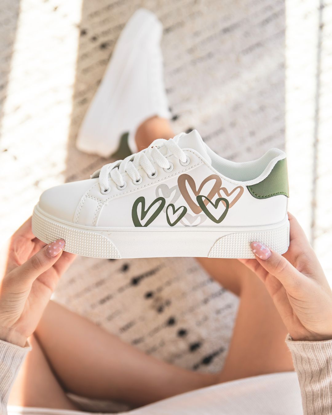 Basket femme blanche kaki à lacets - Gladys