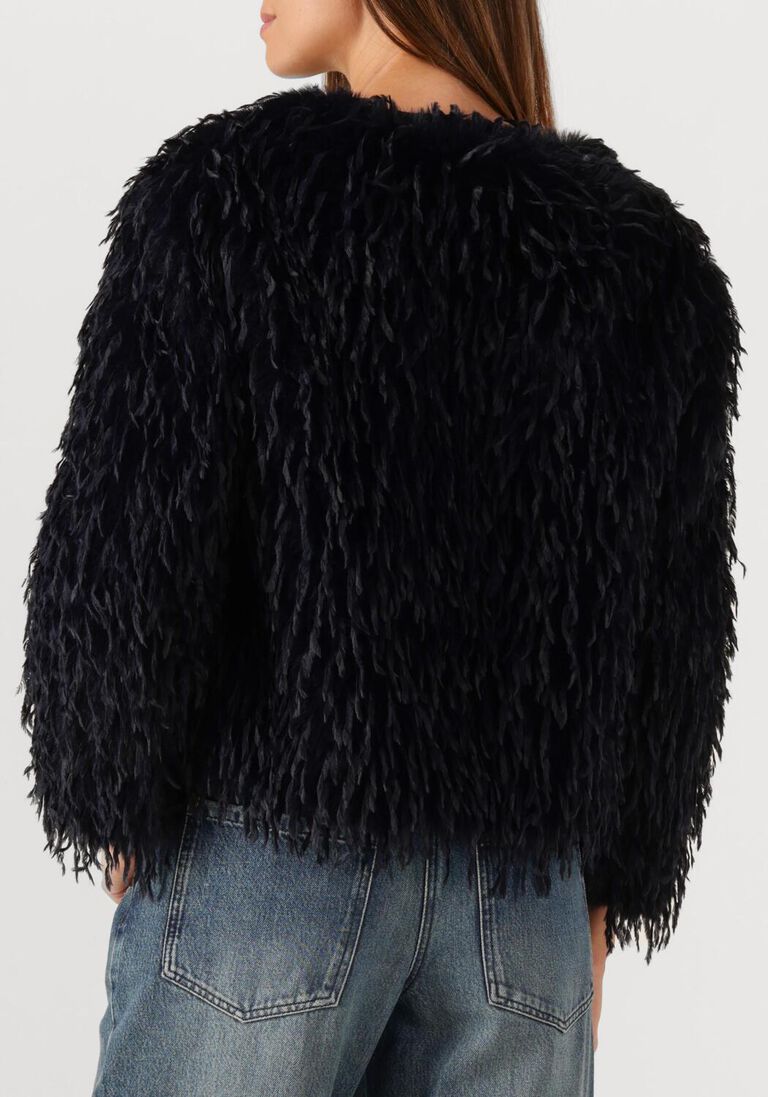 donkerblauwe luisa cerano faux fur jas 428512/4180