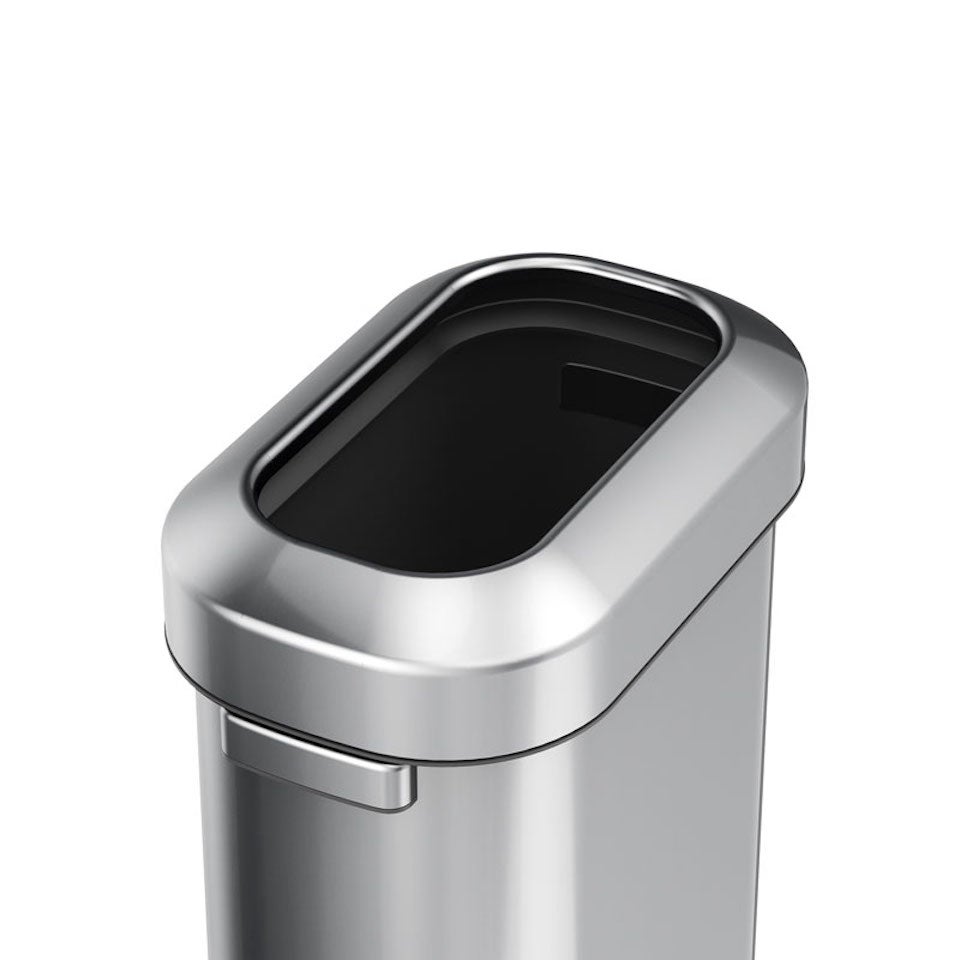 PROREGAL Stijlvolle ovale open afvalemmer van geborsteld roestvrij staal 60 liter HxBxD 65 x 46,2 x 28,8 cm Zilver