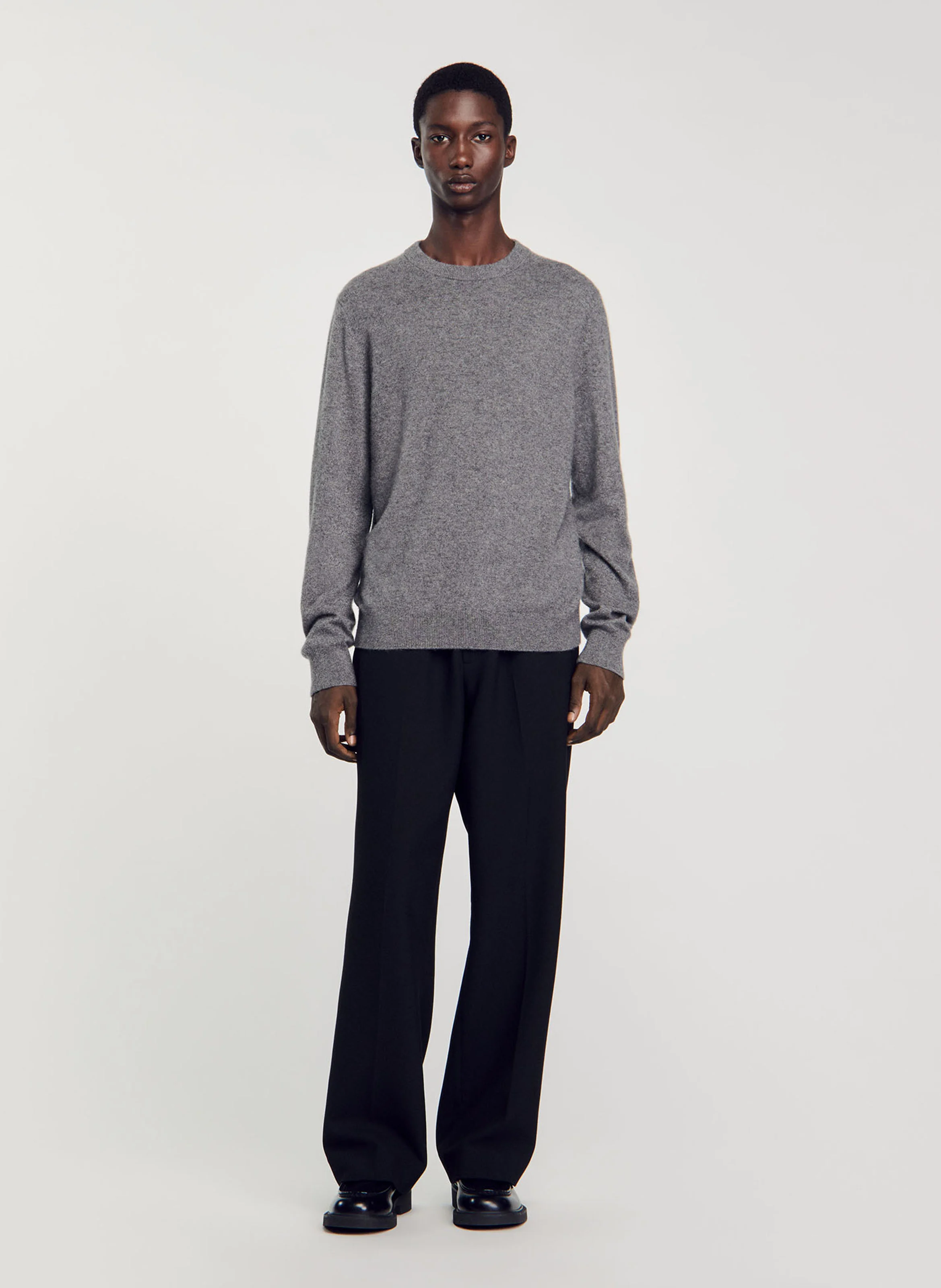 Pull col rond regular-fit en cachemire | Gris