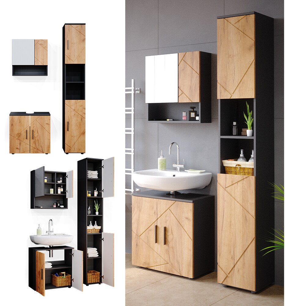 Vicco Badmöbel Set Badezimmermöbel Irma Spiegelschrank Unterschrank Hochschrank