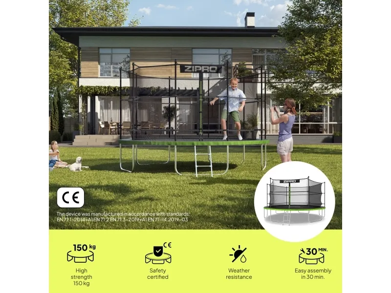 Zipro Trampolin med indendørs net 14FT 435cm   skopose