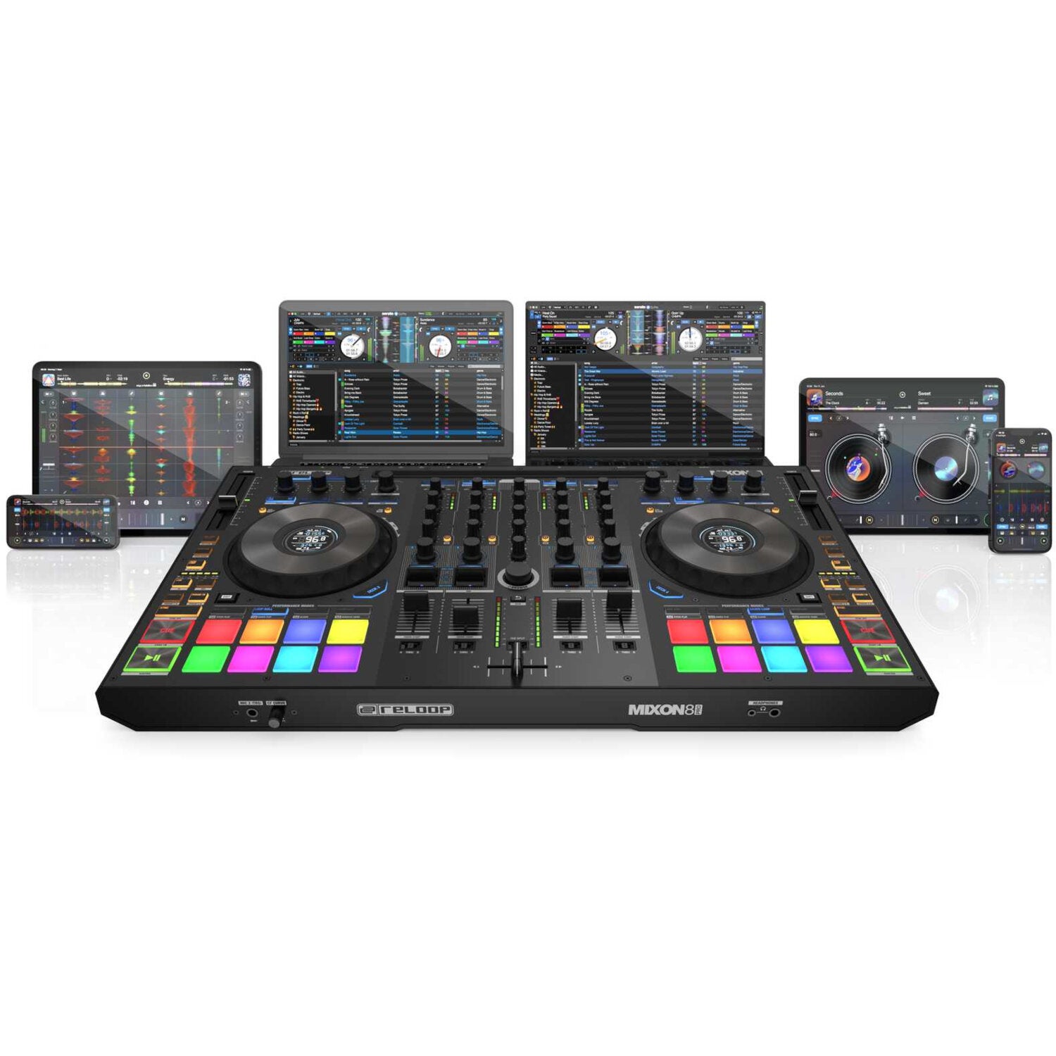 Reloop Mixon 8 Pro 4-kanaals hybride DJ-controller voor Serato DJ Pro