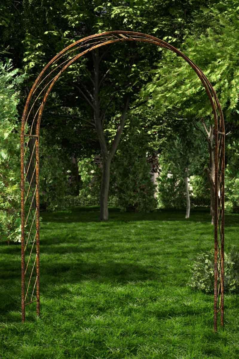 KUHEIGA Rostiger Rosenbogen Metall, B:150cm / H:230cm,/ Tiefe 34cm Rankbogen Rost, Metall-Bogen