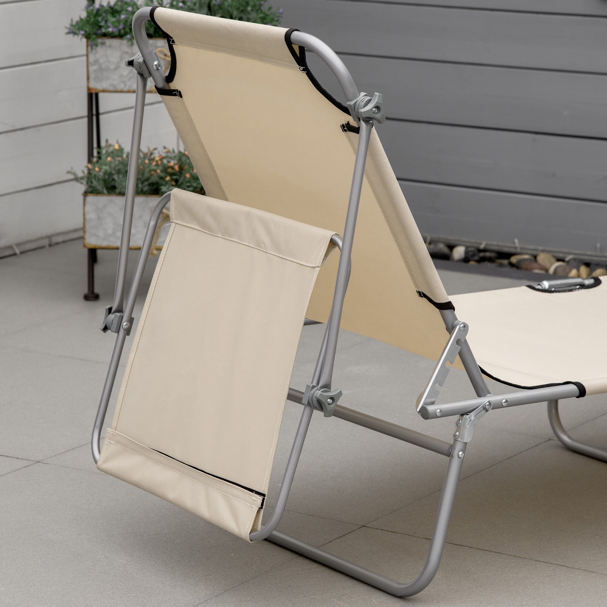 Outsunny Sonnenliege mit Sonnenschutz 187 x 58 x 27 cm (LxBxH)