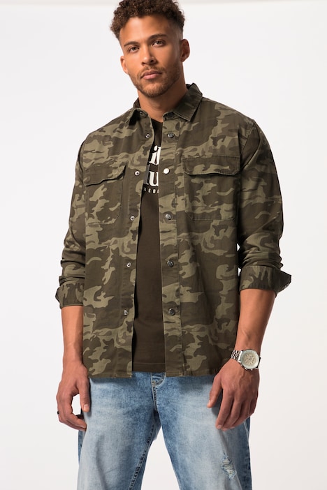 STHUGE Hemdjacke FLEXLASTIC®, Camouflage, Kentkragen, bis 8 XL