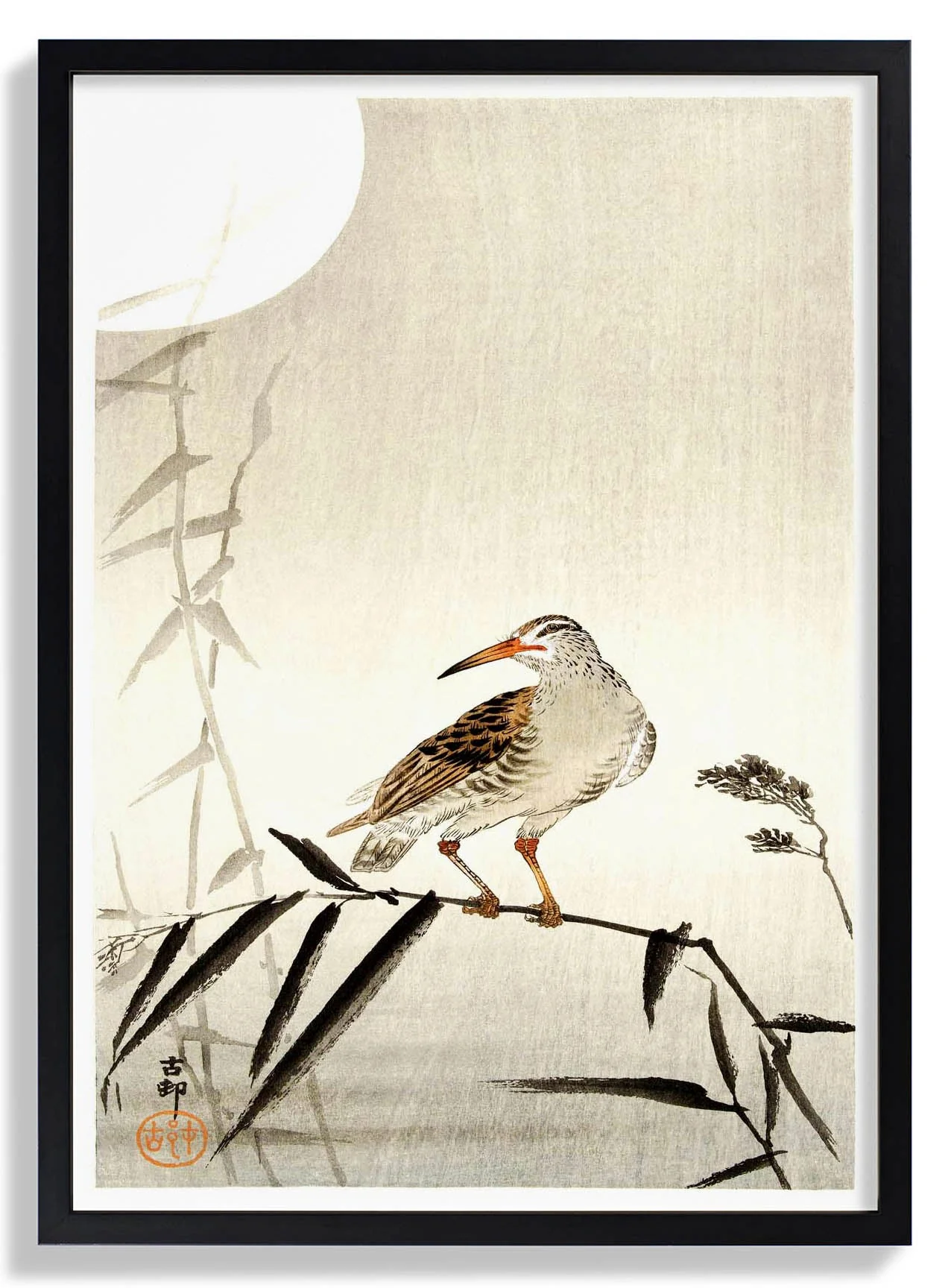 Schwarzer Reiter auf Bambus von Ohara Koson