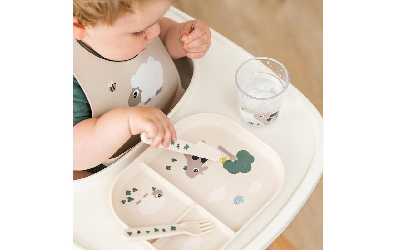 Kinderteller Foodie Tiny Farm SandRutschfester Teller für Kinder