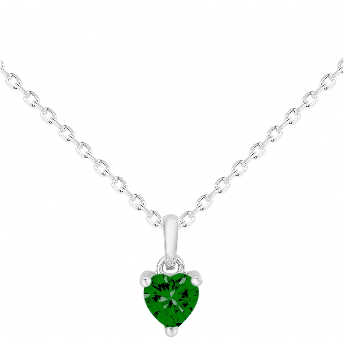 Collier en Argent avec oxyde de zirconium vert emeraude