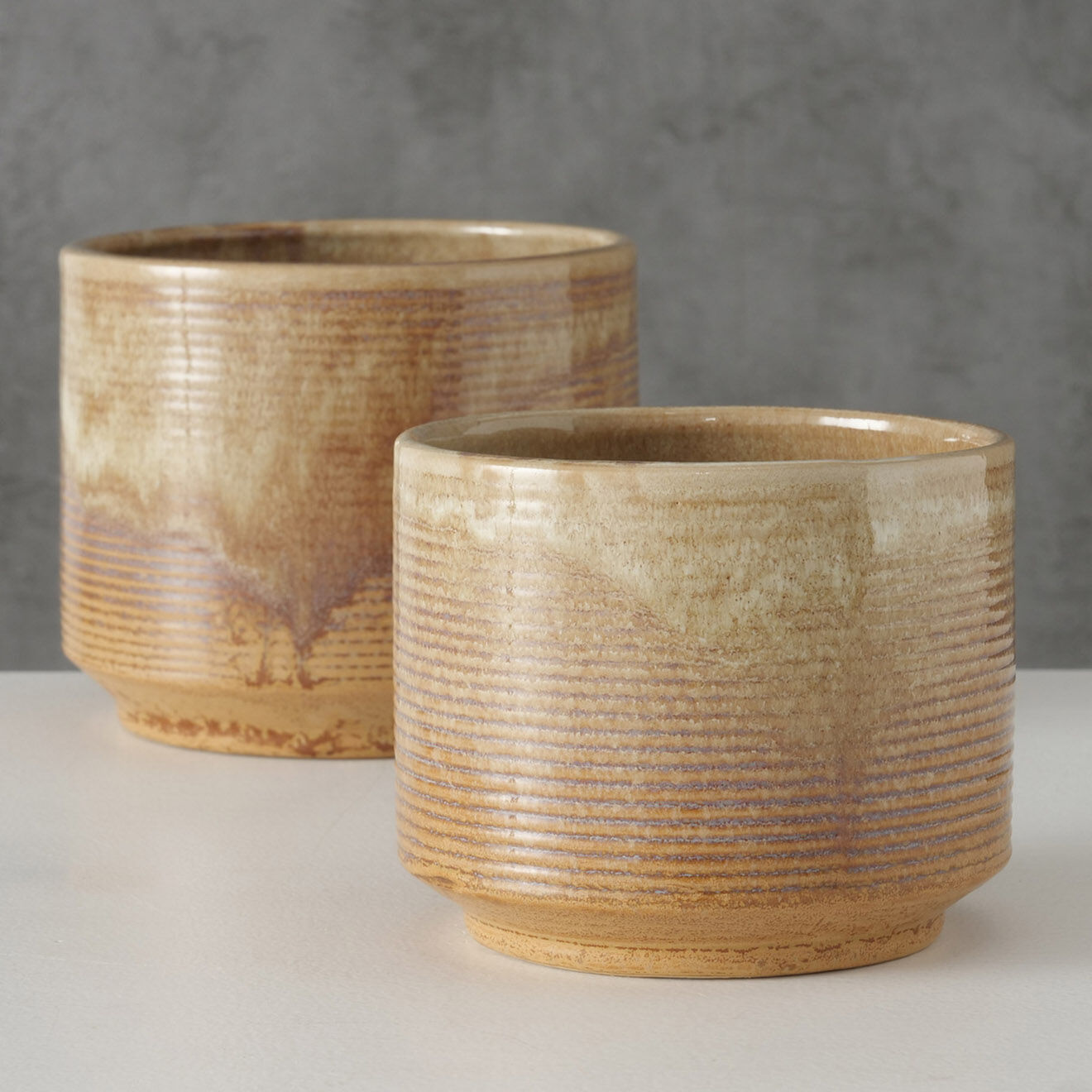 Boltze 2 Pots de fleurs en Porcelaine Elikia marron