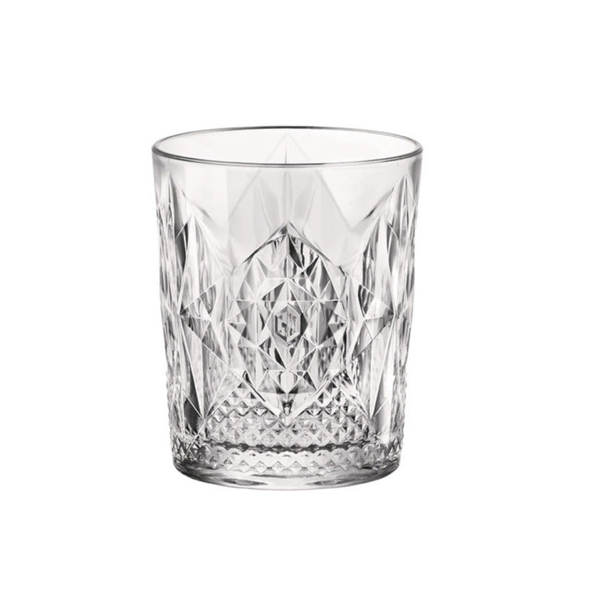 Bormioli Rocco Whiskeyglazen - 6x stuks - glas - 390 ml - gedecoreerd
