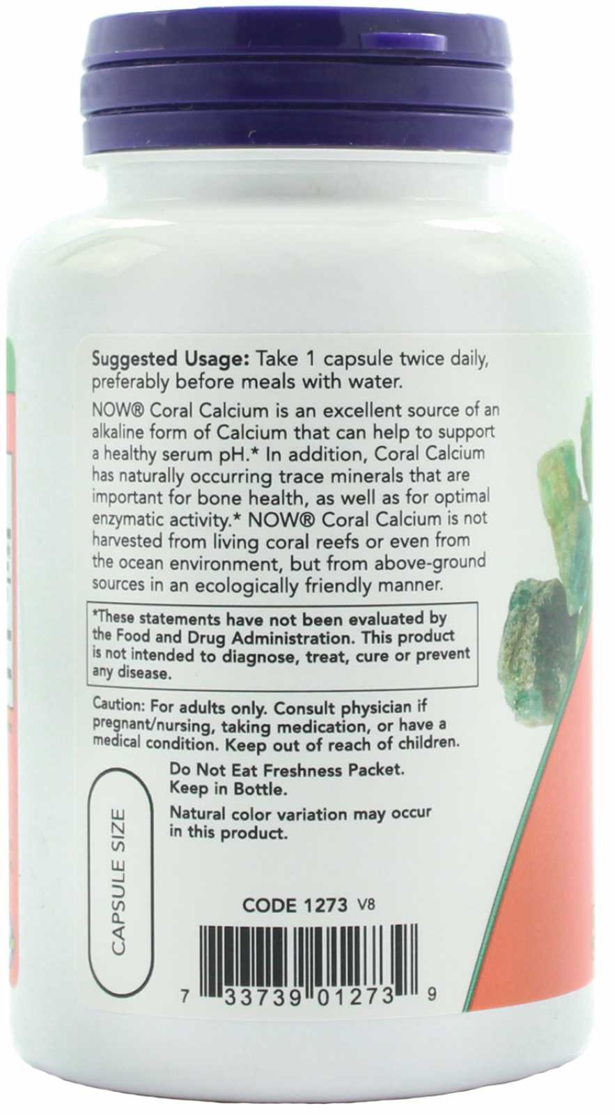 Cápsulas Vegetais de Cálcio Coral NOW Foods 100