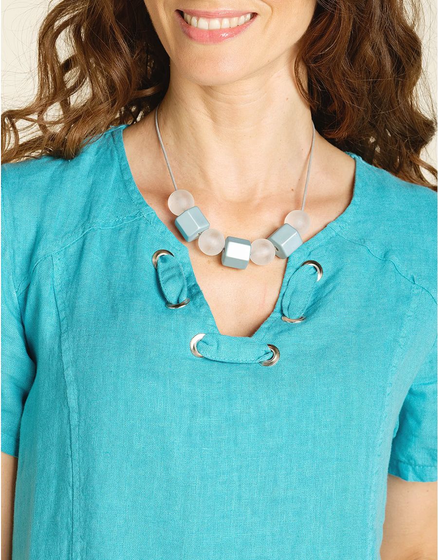 Robe en lin bleu lagon