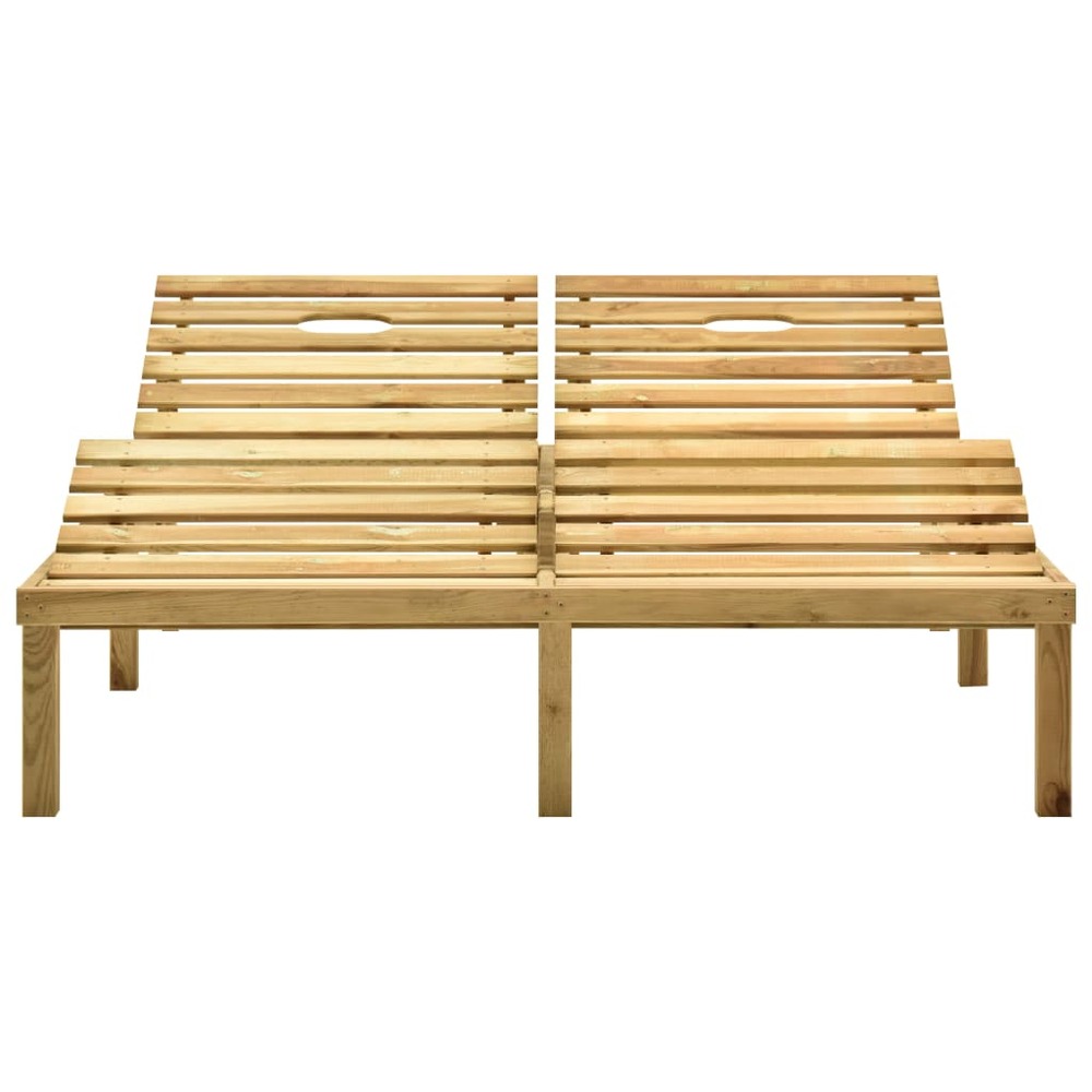 Transat chaise longue bain de soleil lit de jardin terrasse meuble d'extérieur double avec coussins anthracite pin imprégné 0