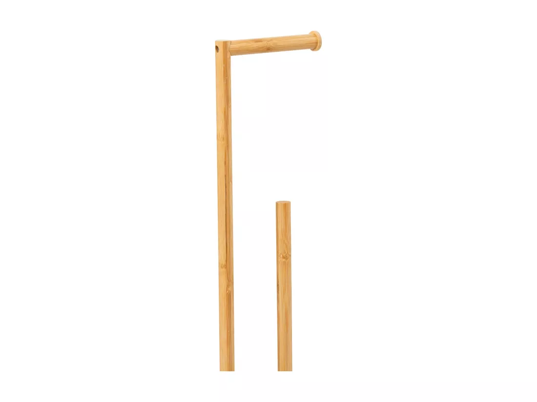 Dérouleur papier toilette WC avec réserve en Bambou et résine Noir marbré H 78 cm