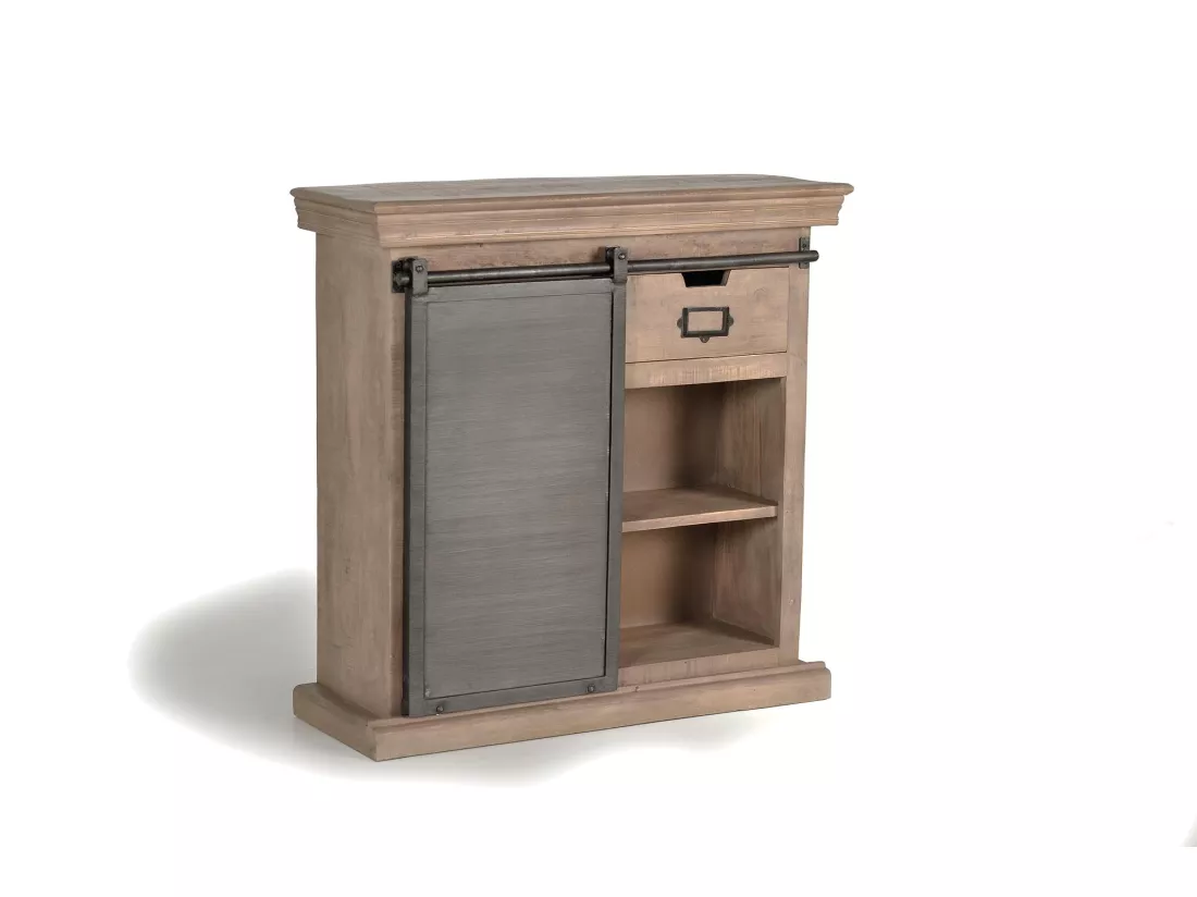 Console en bois de manguier et pieds en métal couleur naturelle Marrón.Giner y Colomer.85x32x85