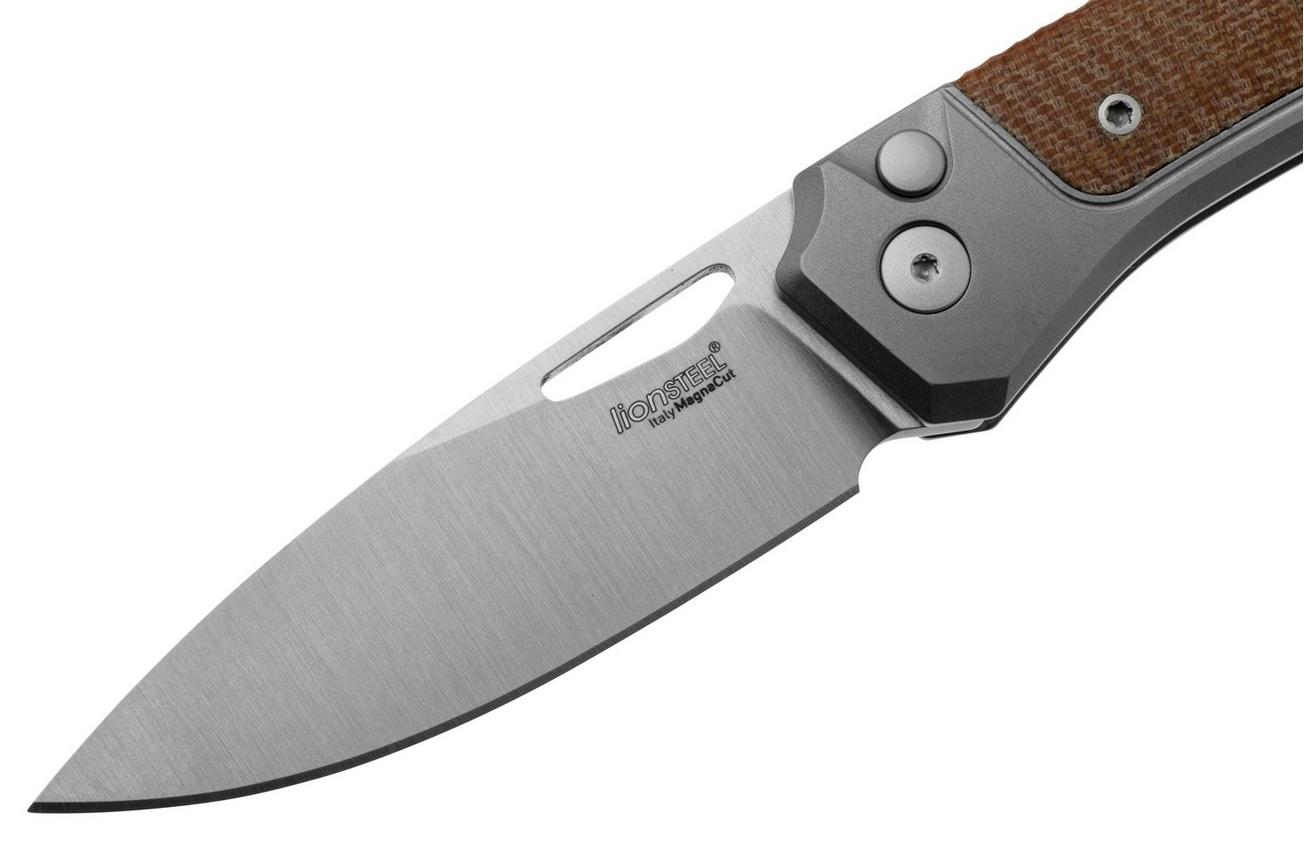 LionSteel Twain TW-GY-CVN Titanium, Natural Canvas Micarta, zakmes, Gianni Pauletta design