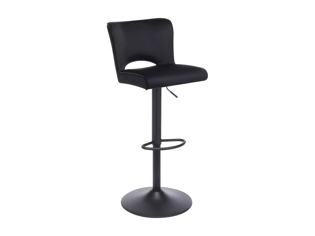 Lot de 2 tabourets de bar en velours et métal - Hauteur réglable - Noir - MIRIALO