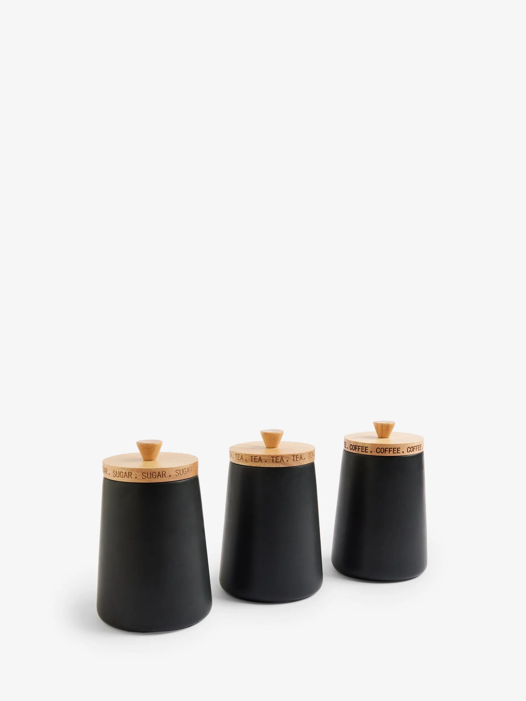 Set of 3 Matt Ceramic Storage Jars with Etched Lid
