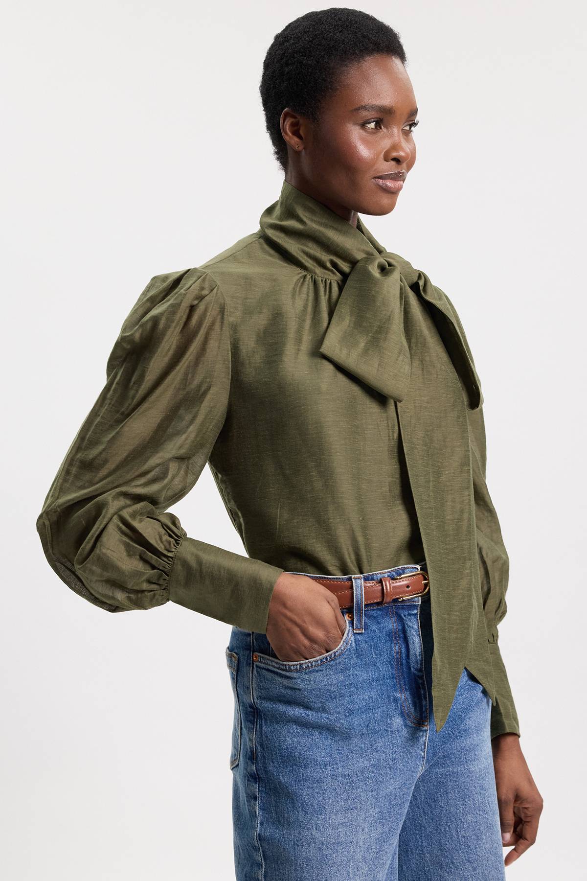 KarenMillen Chemisier En Organdi Tissé Avec Nœud Lavallière